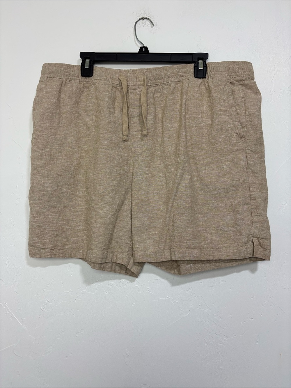 Gap Men's Beige Linen Blend Drawstring Pull-On Shorts XXL 6" Inseam Pockets FLAW